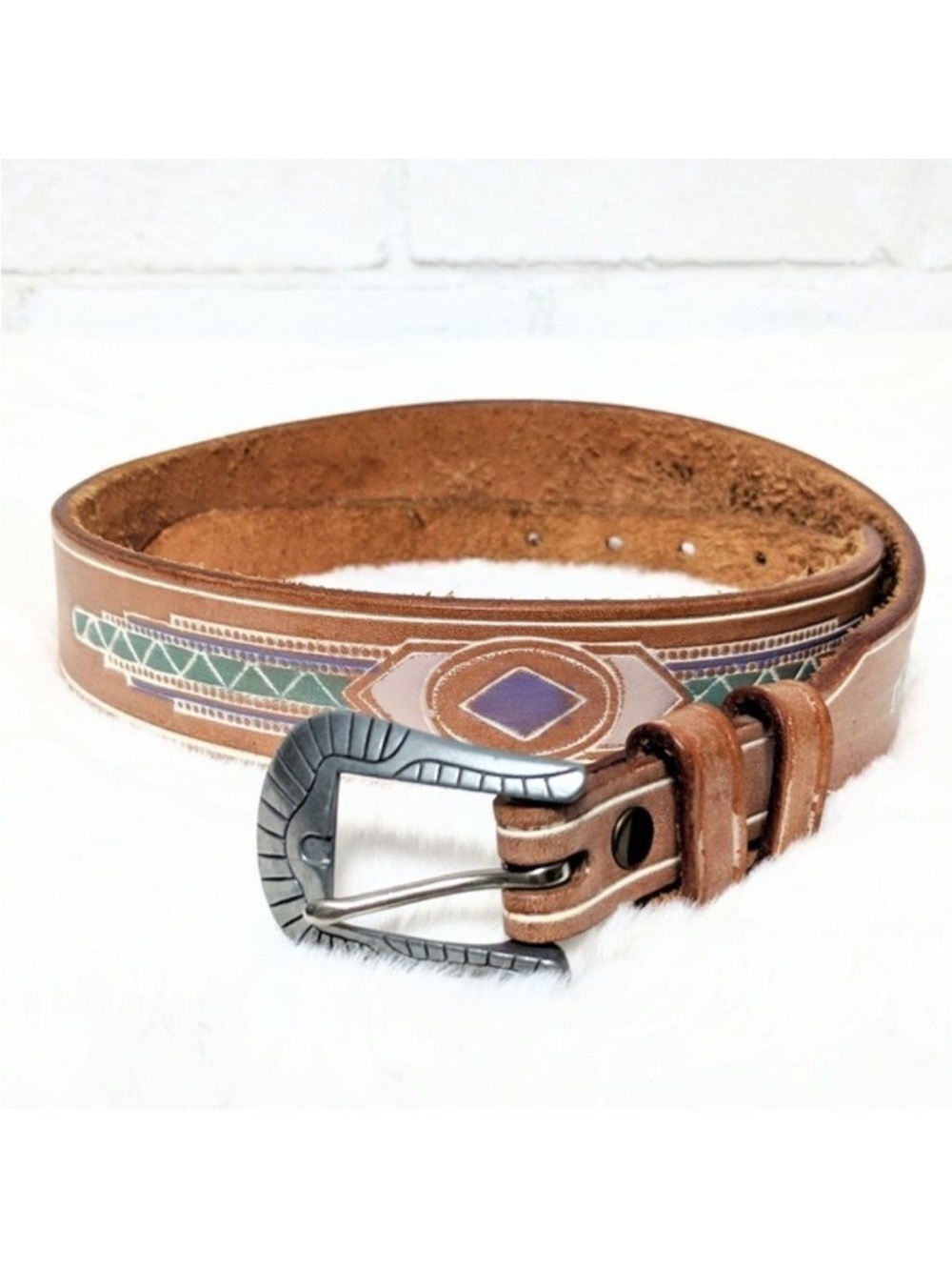 SILVER CREEK Leather Native Western Belt